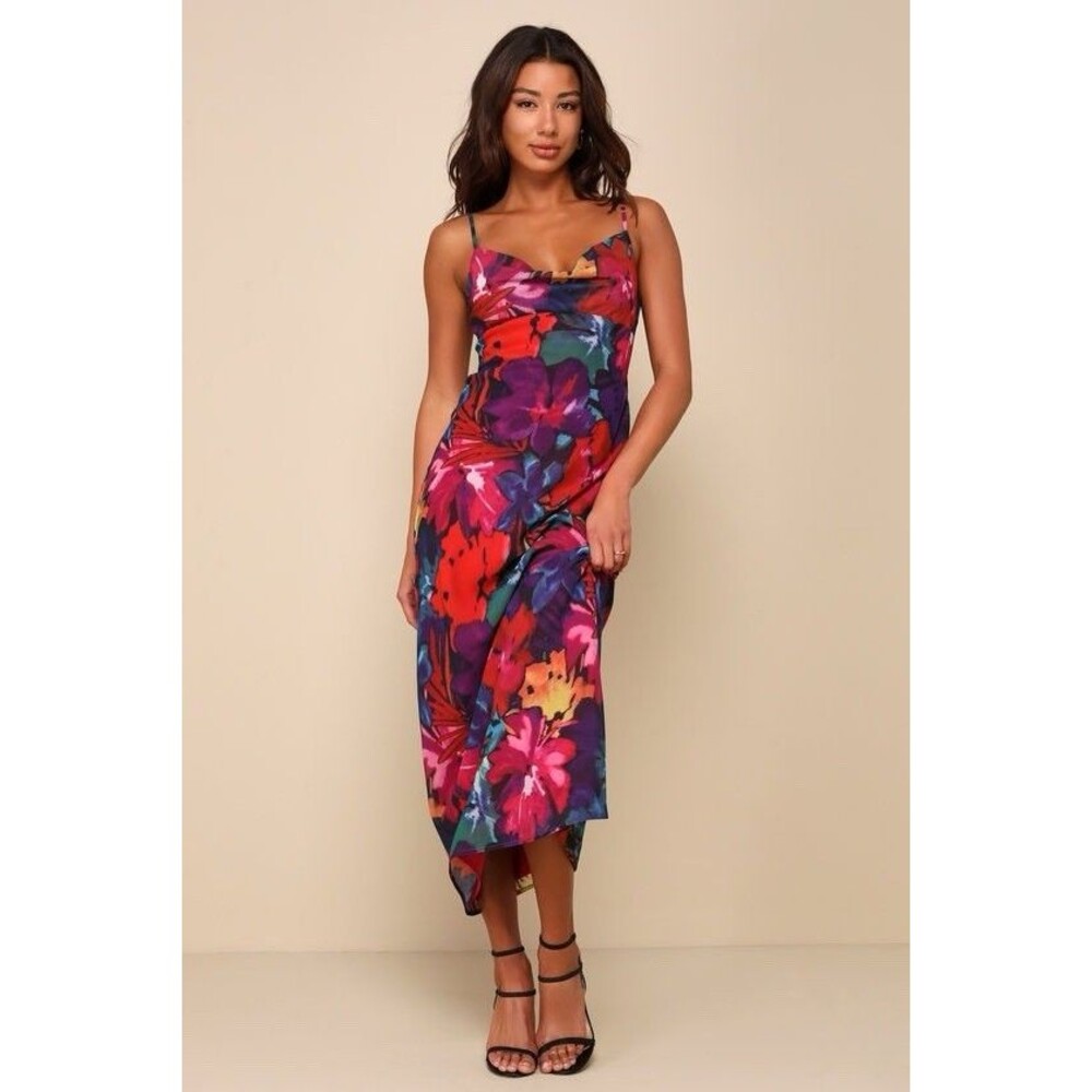 Floral Slip Midi Dress in Multicolor